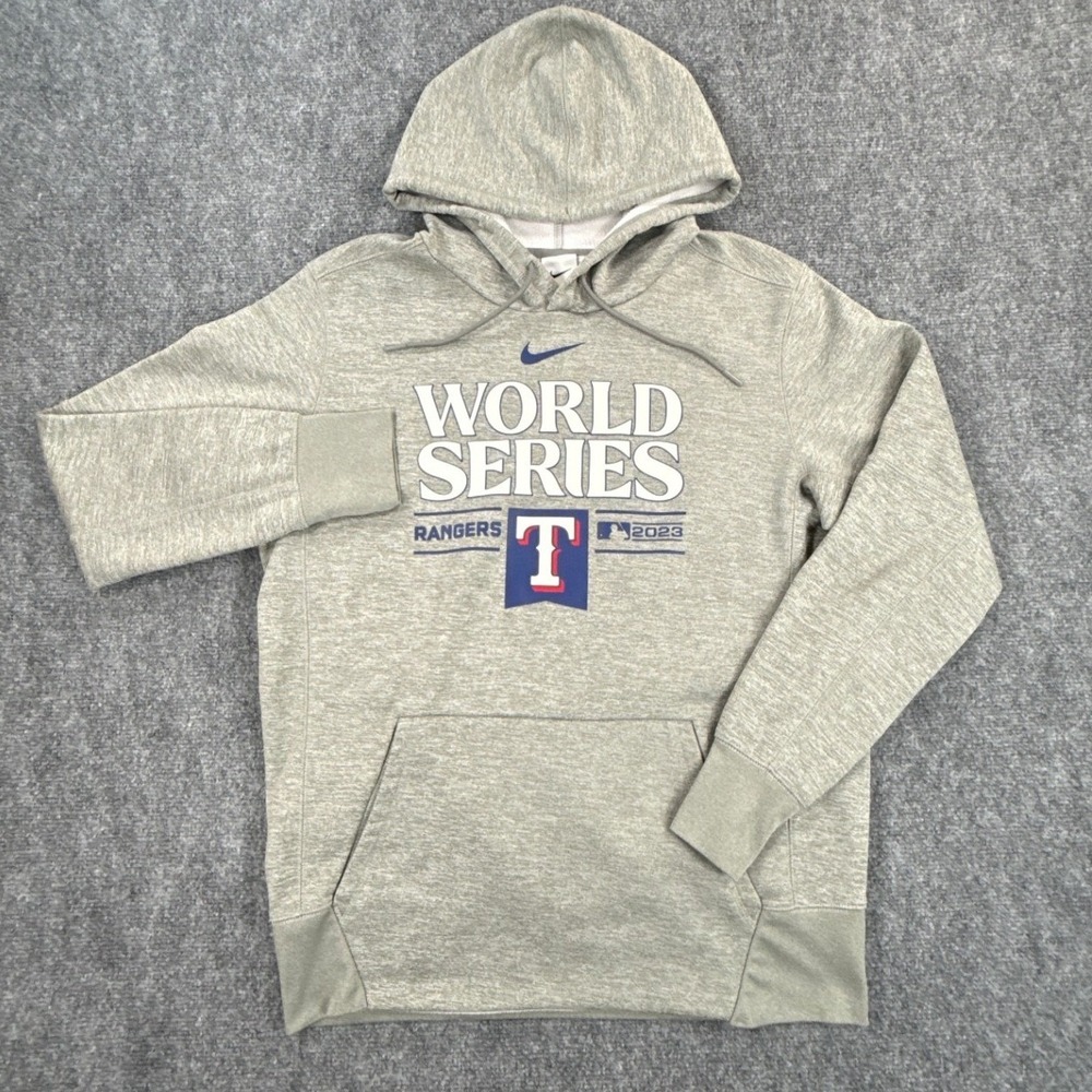 Nike Texas Rangers MLB 2023 World Series Hoodie Gray Mens Medium Pullover Fleece